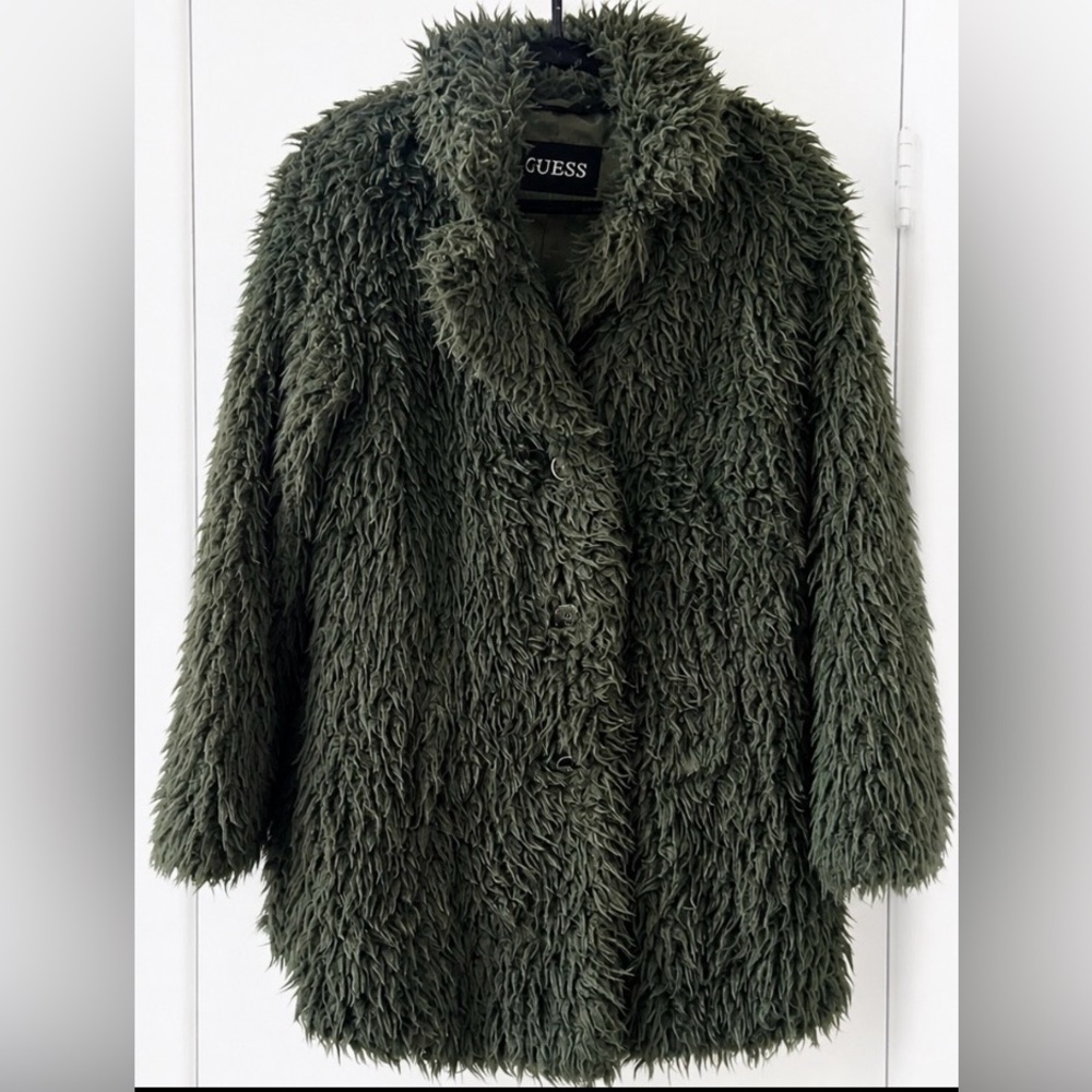 Guess Women's Green Faux Fur Coat